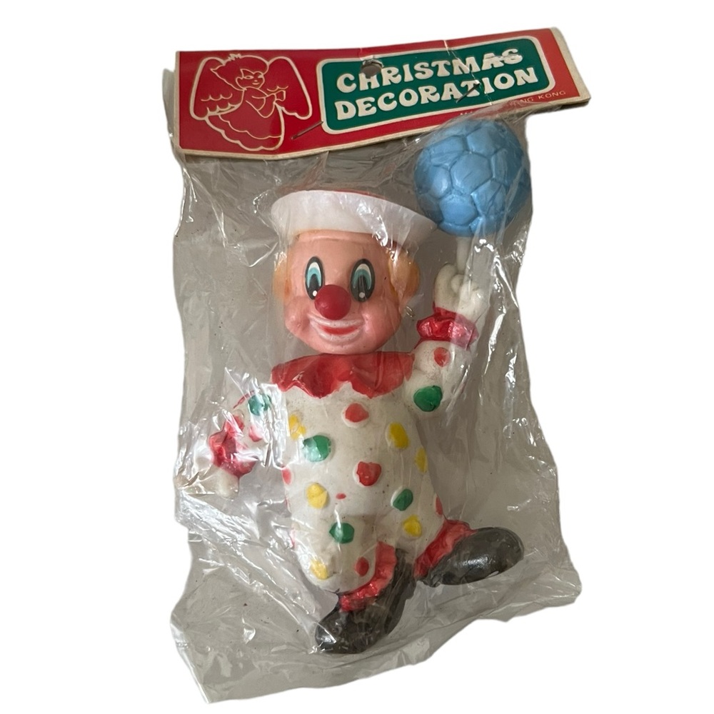 VINTAGE! Blow Mold Clown -NEW in package! Perfect for Cake Decoration!